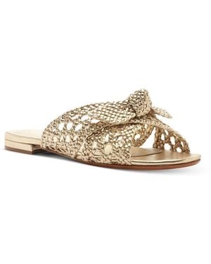Alexandre Birman Belinda Leather Flat Sandals - Metallic