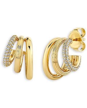 Sydney Evan 14K Diamond Graduated Triple Hoop Earrings - Metallic