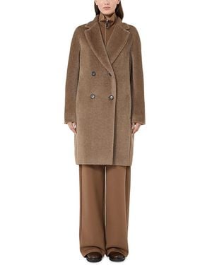 Max Mara Alpaca Blend Double Breasted Coat - Brown