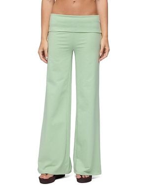 Edikted Cammy Wide Leg Foldover Pants - Green