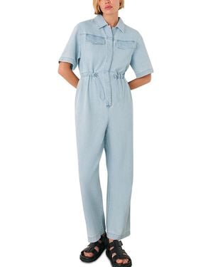 Whistles Short Sleeve Utility Jumpsuit - Blue