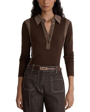 Reiss Wendy Color Blocked Polo Shirt - Brown