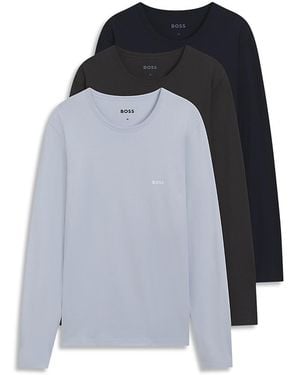 BOSS Cotton Long Sleeve Tee, Pack Of 3 - Blue
