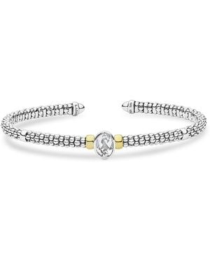 Lagos Sterling Signature Caviar Topaz Mini Versa Cuff Bangle Bracelet - White