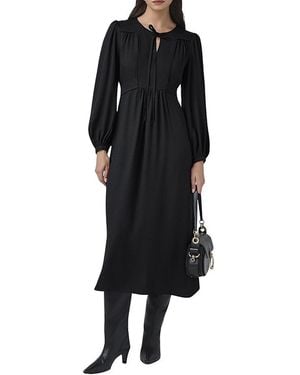 Ghost Layla Crepe Tie Neck Midi Dress - Black