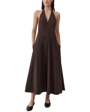 St. Agni Halter Plunge Dress - Brown