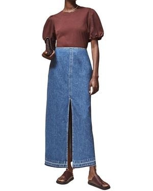 Ro & Zo Denim Split Front Maxi Skirt - Blue