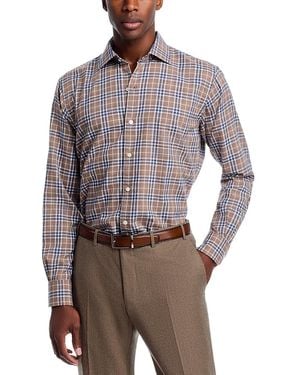Peter Millar Big Bear Performance Flannel Sport Shirt - Brown