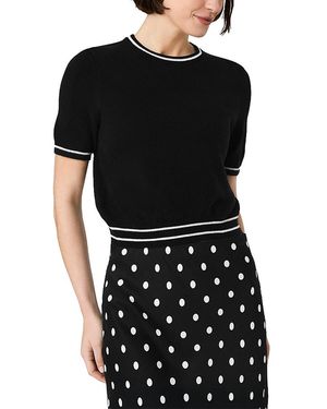 French Connection Babysoft Short Sleeve Rib Stripe Top - Black