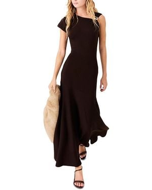 Maje Asymmetric Neck Drape Dress - Black