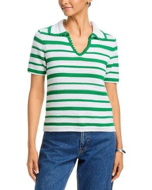 Tahari Collared Split V Neck Top - Green