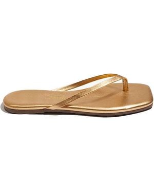 TKEES Lily Square Toe Flip Flops - Natural