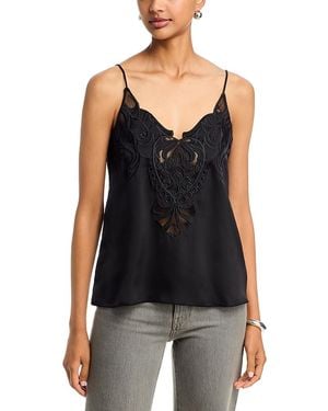Aqua Lace Satin Inset Camisole - Black