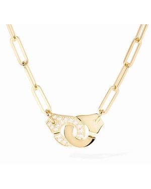 Dinh Van 18K Menottes Diamond Handcuff Open Paperclip Link Chain Pendant Necklace, 17.32 - Metallic