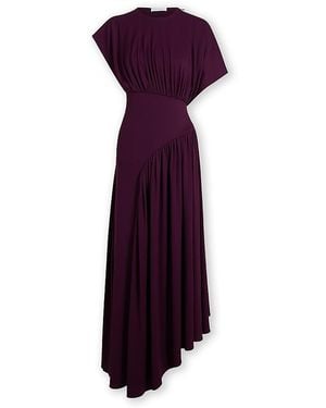 Rabanne Asymmetric Short Sleeve Dress - Purple
