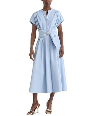 Reiss Petite Cotton Belted Dress - Blue