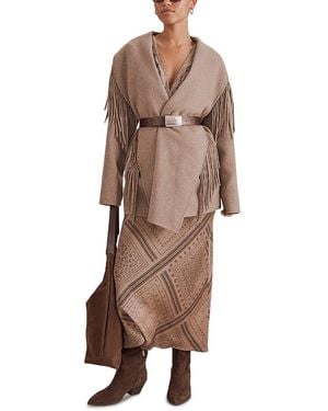 Splendid Sandra Fringe Open Front Jacket - Brown