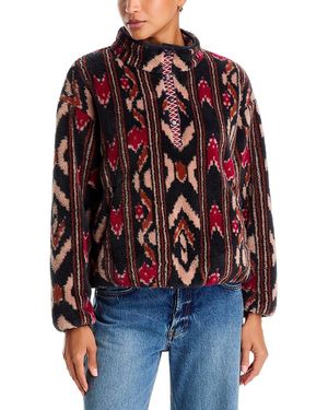 Xirena Ridge Printed Mocked Neck Pullover Jacket - Red