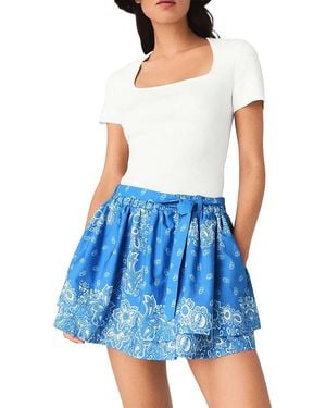 Maje Printed Ruffled Skirt - Blue