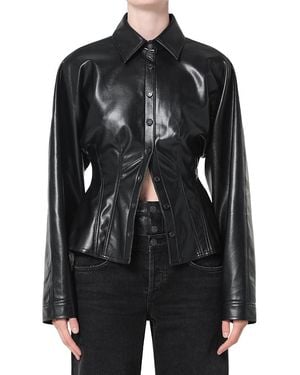 Agolde Devon Faux Leather Shirt - Black