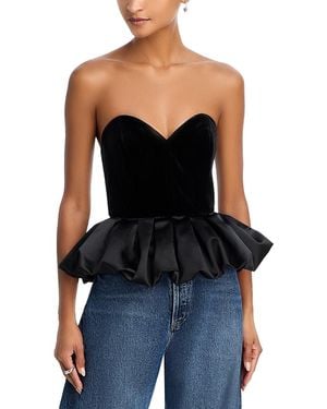 Aqua Strapless Velvet Top - Black