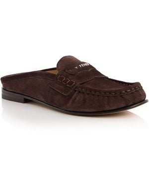 Fendi Scrunch Penny Loafer Mules - Brown