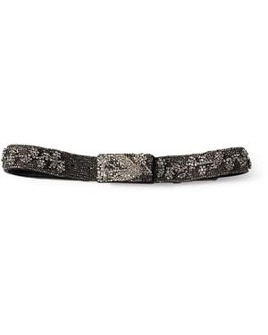 Miu Miu Embroidered Duchesse And Leather Belt - White