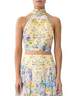 CAMILLA Silk Halter Top - Green