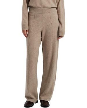 Chinti & Parker Wool Cashmere Wide Leg Track Pants - Natural