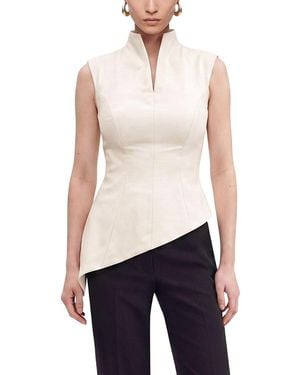 Nocturne Padded-Shoulder Asymmetric Blouse - White