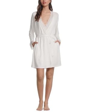 Eberjey Lara Lace Trim Robe - White