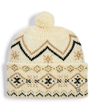 V. Fraas Fair Isle Metallic Pom-Pom Beanie - Natural