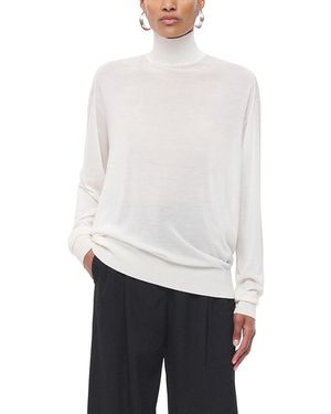 Another Tomorrow Featherweight Turtleneck Top - White
