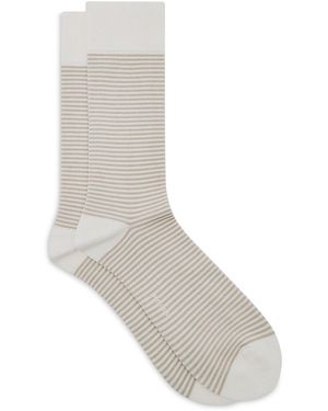 Reiss Oatmeal Stripe Crew Socks - White