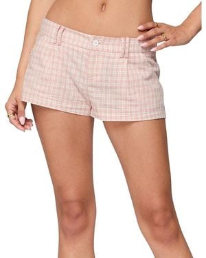 Edikted Monty Plaid Micro Shorts - Pink