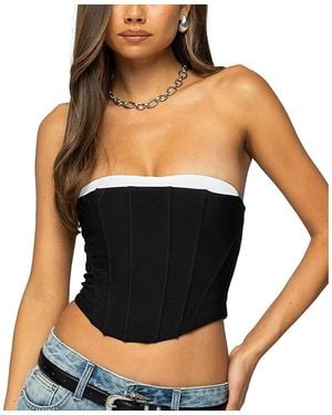 Edikted Ryla Contrast Layered Mesh Corset - Black