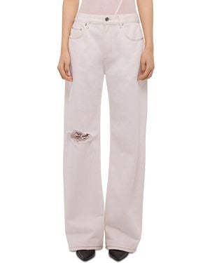 Helmut Lang Distressed High Rise Bootcut Jeans - Pink