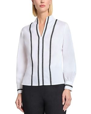 Misook Stand Collar Blouse - White