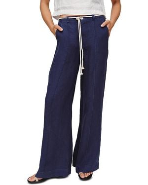 Bella Dahl Clean Waist Pintuck Wide Leg Pants - Blue