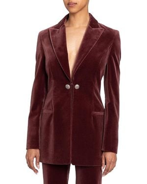 Santorelli Milli Long Velvet Jacket - Red