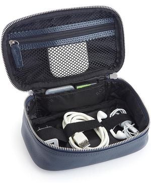 ROYCE New York Leather Tech Accessory Travel Storage Case - Blue