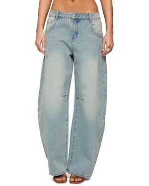 Edikted Ilara Low Rise Light Rinse Wash Barel Jeans - Blue