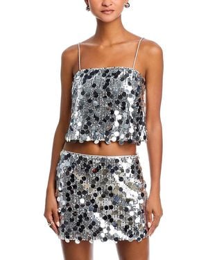 Aqua Sequined Cropped Camisole - Blue