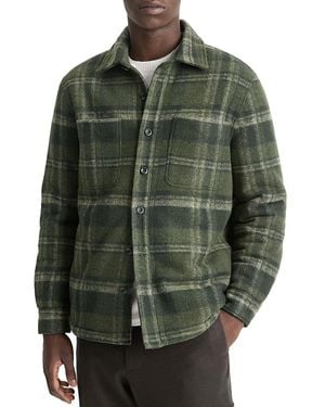 Vince Sherpa Lined Plaid Jacket - Green