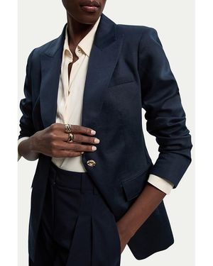 Karen Millen Tailored Linen Single Breasted Blazer - Blue