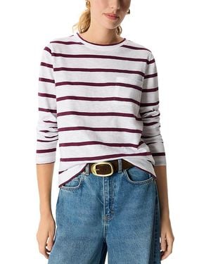 Whistles Printed Cotton Crewneck Pocket Top - Blue