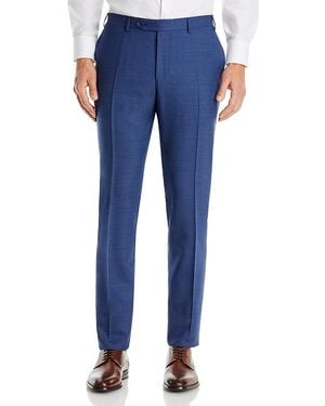 Canali Capri Melange Solid Slim Fit Dress Pants - Blue