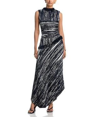 Brandon Maxwell Fiora Draped Asymmetric Dress - Black