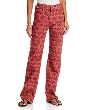 Mother The Kick It Printed Jeans - Red