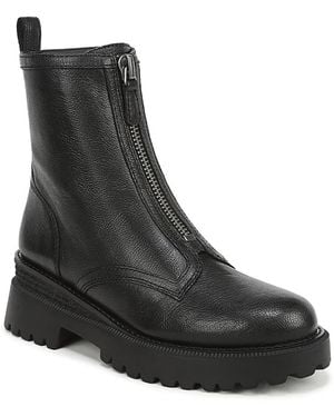 Sam Edelman Grove Zip Front Leather Ankle Boots - Black